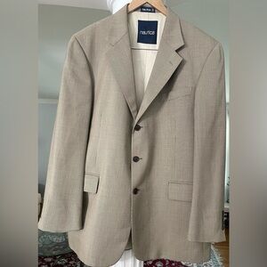 Nautical men’s wool suit Blazer size 40R color brown & Cream mixed size 40 R
